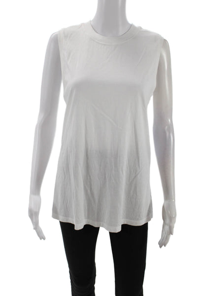 Lululemon Womens Crew Neck Sleeveless Pullover Tank Top White Cotton Size 4