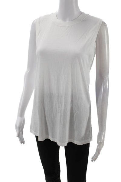 Lululemon Womens Crew Neck Sleeveless Pullover Tank Top White Cotton Size 4