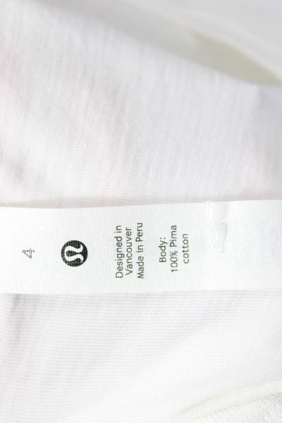 Lululemon Womens Crew Neck Sleeveless Pullover Tank Top White Cotton Size 4