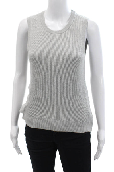 Equipment Femme Womens Cotton Ribbed Snap Buttoned Knit Tank Top Gray Size XS