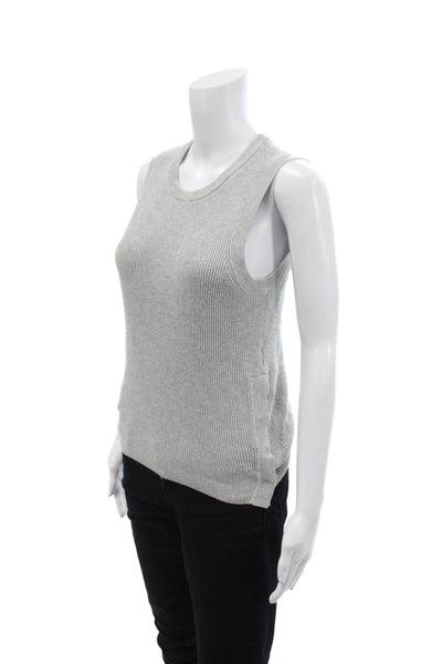 Equipment Femme Womens Cotton Ribbed Snap Buttoned Knit Tank Top Gray Size XS