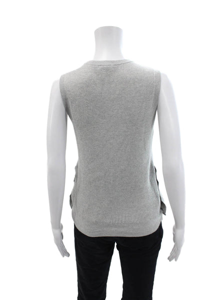 Equipment Femme Womens Cotton Ribbed Snap Buttoned Knit Tank Top Gray Size XS