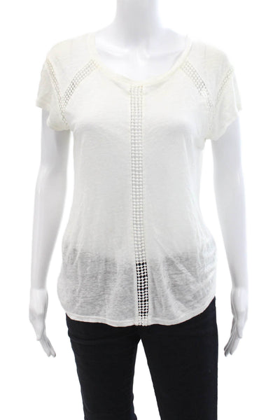 Generation Love Womens Cotton Textured Short Sleeve Round Neck Top White Size S