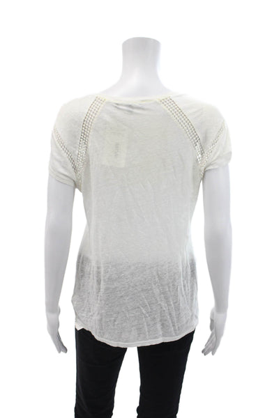 Generation Love Womens Cotton Textured Short Sleeve Round Neck Top White Size S