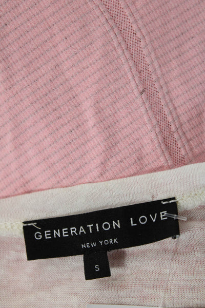 Generation Love Womens Cotton Textured Short Sleeve Round Neck Top White Size S
