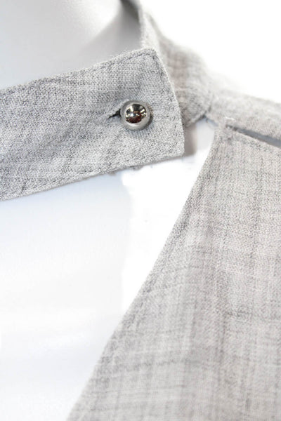 10 Crosby Derek Lam Womens Studded Buttoned Keyhole Mock Neck Blouse Gray Size 2