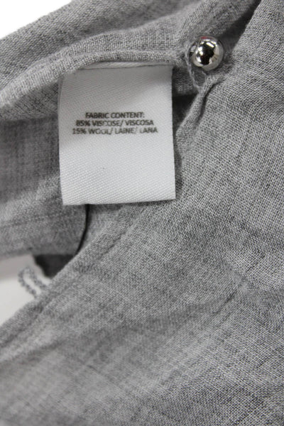 10 Crosby Derek Lam Womens Studded Buttoned Keyhole Mock Neck Blouse Gray Size 2