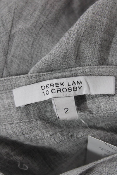 10 Crosby Derek Lam Womens Studded Buttoned Keyhole Mock Neck Blouse Gray Size 2
