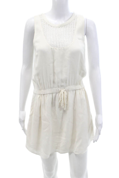 A.L.C. Womens Silk Knitted Round Neck Drawstring Sleeveless Dress White Size 2