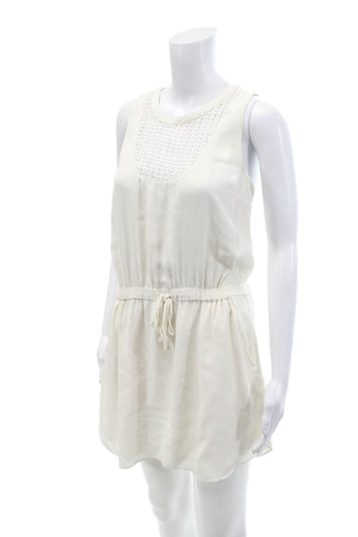 A.L.C. Womens Silk Knitted Round Neck Drawstring Sleeveless Dress White Size 2