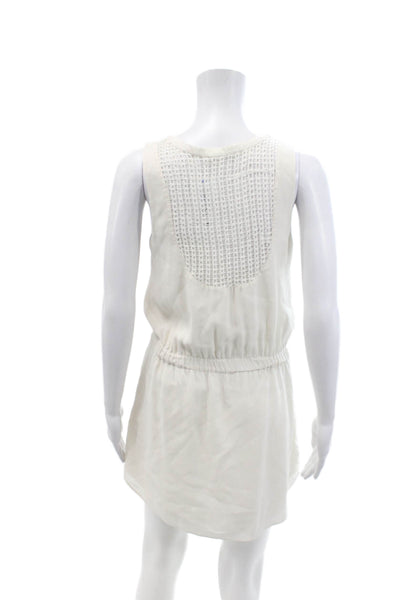 A.L.C. Womens Silk Knitted Round Neck Drawstring Sleeveless Dress White Size 2