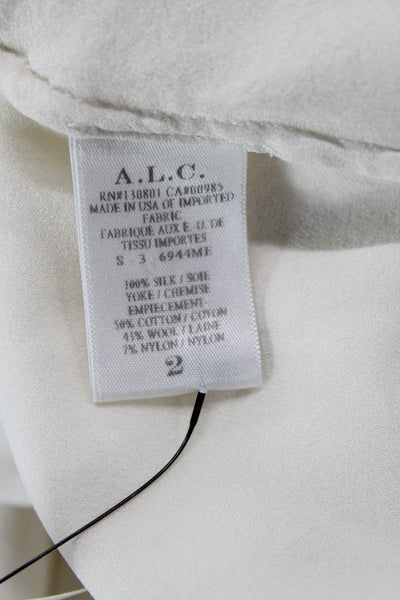 A.L.C. Womens Silk Knitted Round Neck Drawstring Sleeveless Dress White Size 2
