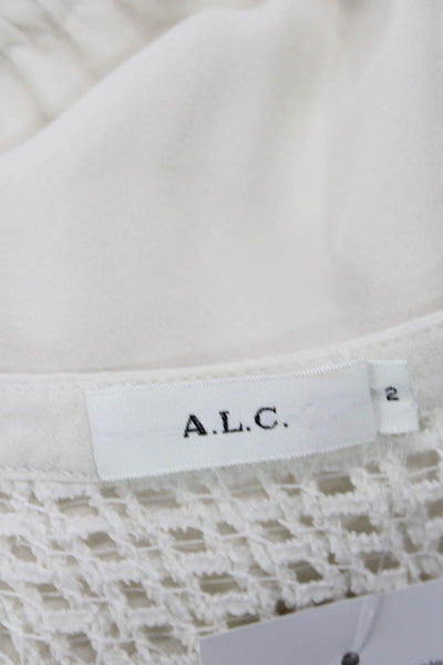 A.L.C. Womens Silk Knitted Round Neck Drawstring Sleeveless Dress White Size 2