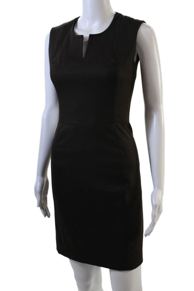 Yves Saint Laurent Womens Ruched Sleeveless Dress Brown Wool Size EUR 34