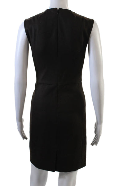 Yves Saint Laurent Womens Ruched Sleeveless Dress Brown Wool Size EUR 34
