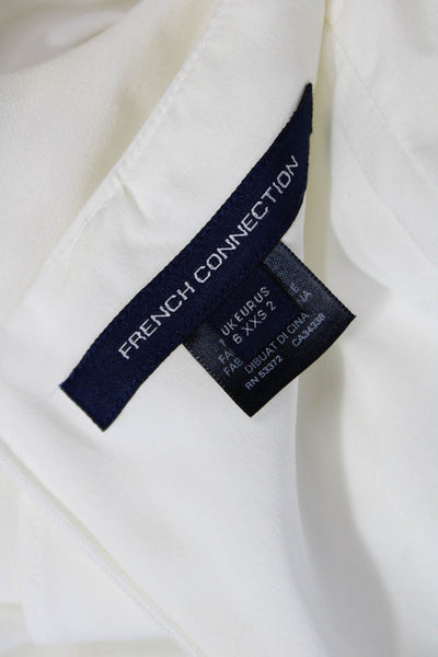 French Connection Womens Ruffled Short Sleeves A Line Dress White Size 2