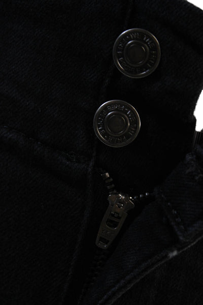 We The Free Womens High Rise Zip Up Flare Leg Jeans Black Cotton Size 25