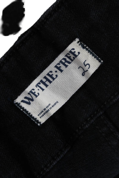We The Free Womens High Rise Zip Up Flare Leg Jeans Black Cotton Size 25