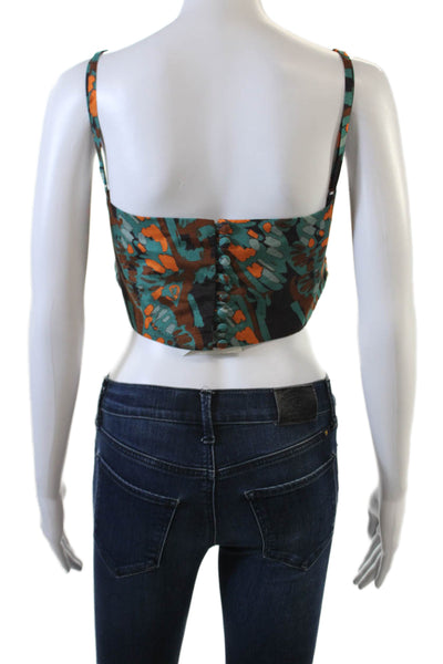 Atelier 17.56 Womens Yasmin Top - Green Orange Size XL