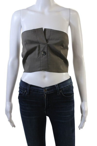 ROKH Womens Button Detailed Tube Top - Taupe Size 40