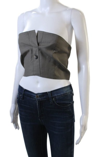 ROKH Womens Button Detailed Tube Top - Taupe Size 40