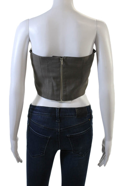 ROKH Womens Button Detailed Tube Top - Taupe Size 40