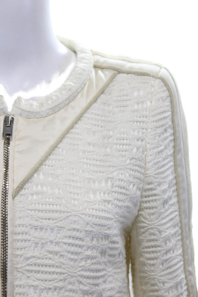 IRO Womens Cotton Geometric Zippered Long Sleeve Basic Jacket Cream Size 40