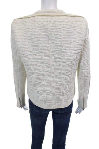 IRO Womens Cotton Geometric Zippered Long Sleeve Basic Jacket Cream Size 40