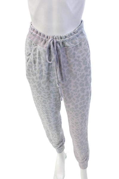 Sundry Womens Animal Print Pullover Long Sleeve Lounge Set Purple Size 1