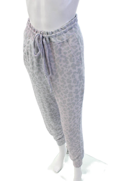 Sundry Womens Animal Print Pullover Long Sleeve Lounge Set Purple Size 1