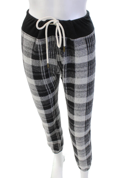 The Great Womens Checkered Print Drawstring Skinny Sweatpants Black Size 0