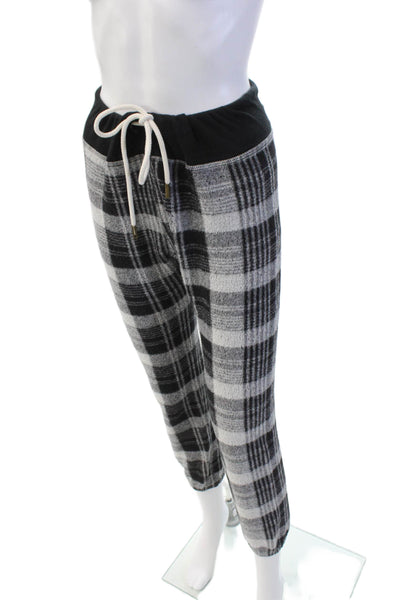 The Great Womens Checkered Print Drawstring Skinny Sweatpants Black Size 0