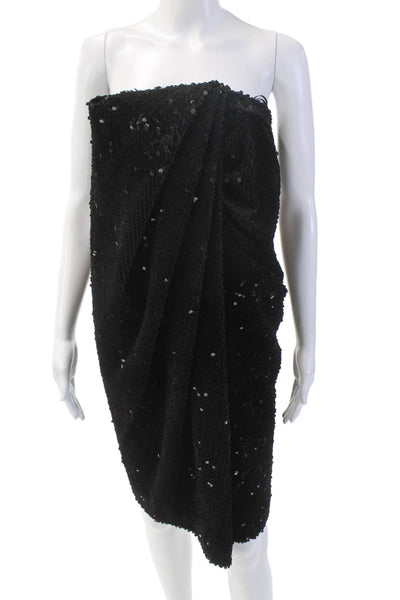 RECTO Womens Velvet Sequin Draped Tube Top Dress - Black Size M