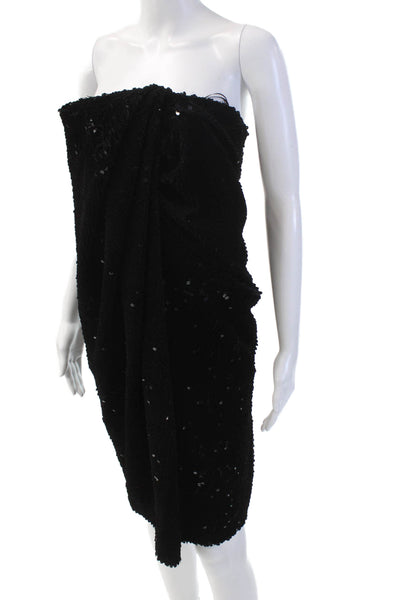 RECTO Womens Velvet Sequin Draped Tube Top Dress - Black Size M