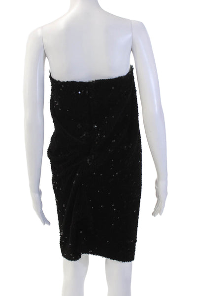 RECTO Womens Velvet Sequin Draped Tube Top Dress - Black Size M