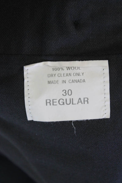 Geoffrey Beene Mens Wool Pleated Straight Leg Trouser Pants Black Size 30