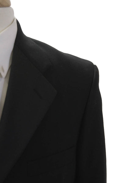 Geoffrey Beene Mens Collared Long Sleeve Button Down Blazer Black Size 42