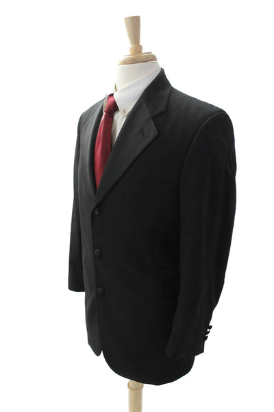 Geoffrey Beene Mens Collared Long Sleeve Button Down Blazer Black Size 42