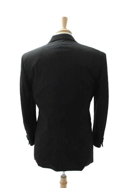 Geoffrey Beene Mens Collared Long Sleeve Button Down Blazer Black Size 42
