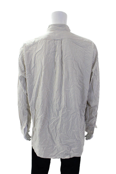 Faconnable Mens Cotton Striped Long Sleeve Button-Down Shirt White Size 5