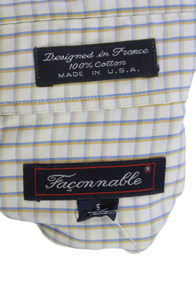 Faconnable Mens Cotton Striped Long Sleeve Button-Down Shirt White Size 5