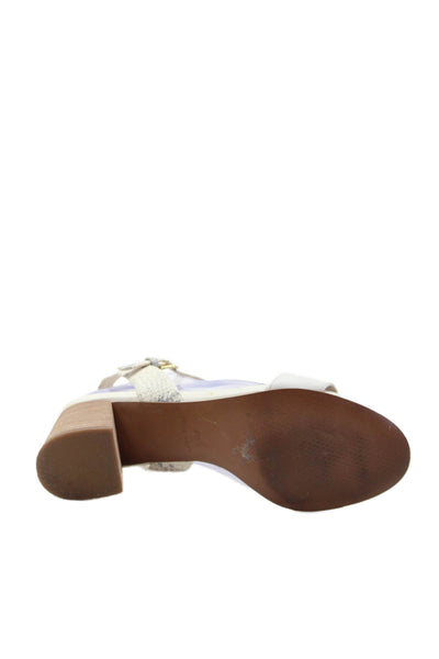 Cole Haan Womens Open Toe Gold Tone Strap Animal Printed Heels Nude Size 8