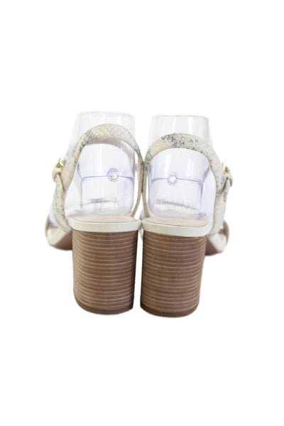 Cole Haan Womens Open Toe Gold Tone Strap Animal Printed Heels Nude Size 8
