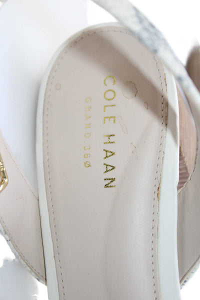 Cole Haan Womens Open Toe Gold Tone Strap Animal Printed Heels Nude Size 8