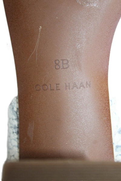 Cole Haan Womens Open Toe Gold Tone Strap Animal Printed Heels Nude Size 8