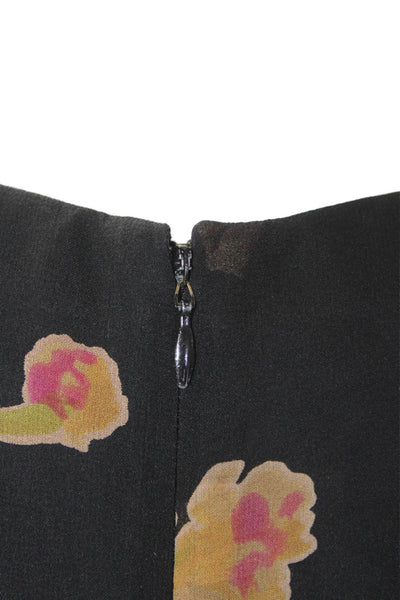 Kay Unger Women's V-Neck Short Sleeves Ruffle Wrap Mini Dress Floral Size 4
