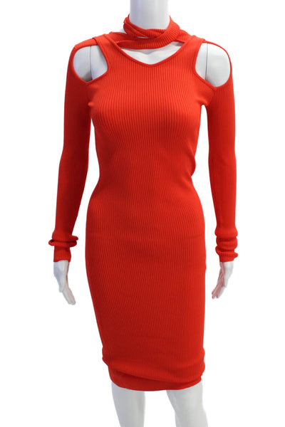 Coperni Womens Cut-Out Knit Dress - Red Size XS