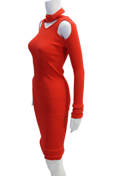 Coperni Womens Cut-Out Knit Dress - Red Size XS