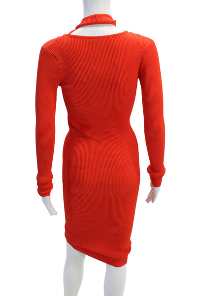 Coperni Womens Cut-Out Knit Dress - Red Size XS
