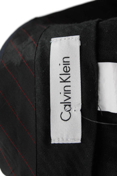 Calvin Klein Mens Wool Zippered Flat Front Straight Dress Pants Blue Size 32